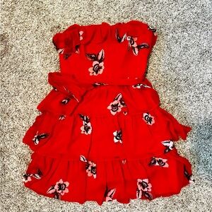 Red/Orange strapless dress